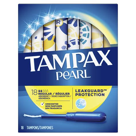 TAMPAX Pearl, Regular, Plastic Tampons, Unscented, 18 Count - Walmart.com
