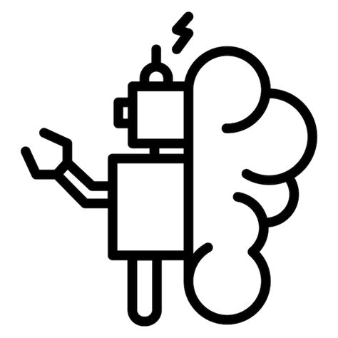 Robot vs human brain icon vector image can be used for robotics ...