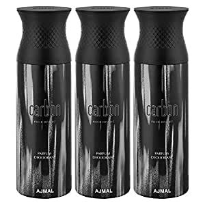 Ajmal Carbon Deodorant Spray - For Men (200 ml, Pack of 3) : Amazon.in ...