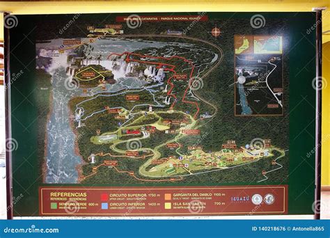 Iguazu Falls Map in the Argentine Side Editorial Photo - Image of ...