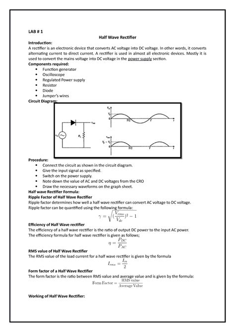 Image result for Half Wave Rectifier Experiment