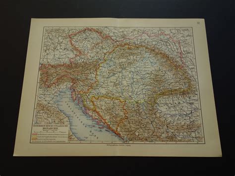 1913 Old Map of Kingdom Austria Hungary