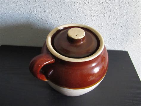 Vintage Bean Pot With Blue Stamp 2 Vintage Stoneware With Marking. USA ...
