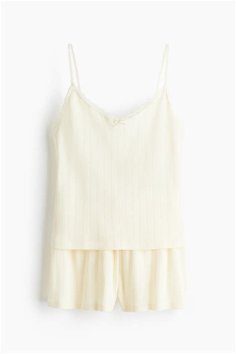 Women's Light yellow Cotton pointelle pyjamas | H&M IN
