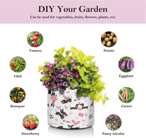 Buy SHJI Dachshund Dogs Love Hearts Plant Grow Bags 3 Gallon Valentine ...