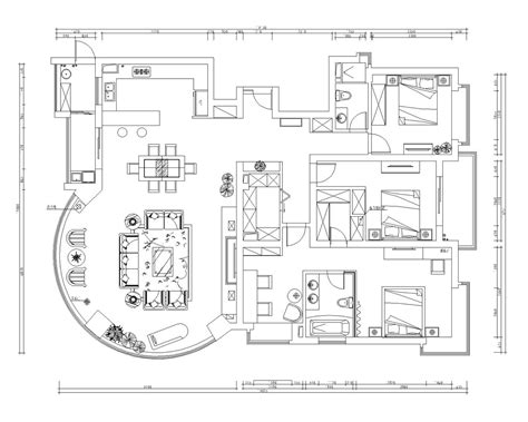 180平简约风格公寓平面布置图_齐家网装修效果图