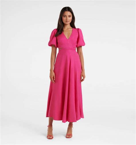 Buy Hot Pink Hadley Tie Back Midi Dress - Forever New