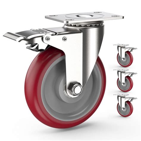 HOLKIE 5 Inch Caster Wheels 360 Degree Swivel Plate Casters India | Ubuy