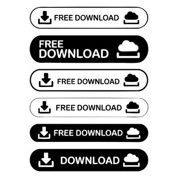 Download buttons set free download and cloud icon options | Premium Vector