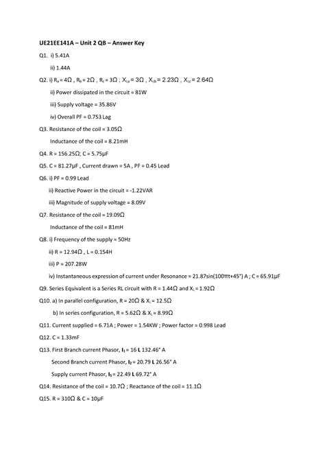 UE21EE141A Unit 2 QB Answer Key - UE21EE141A – Unit 2 QB – Answer Key ...