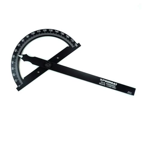 Winkelmesser PROMAT | 0–180° Gradbogen, 1°-Teilung, blendfreie Skala ...
