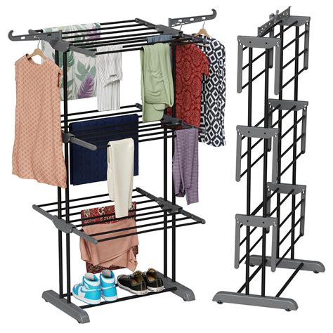 TEKCOOL 3 Tier Foldable Cloth Drying Stand - Heavy Duty Anti-Rust Steel ...
