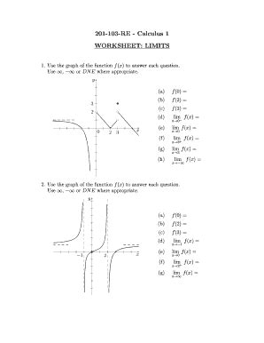Calculus 1 Worksheet Limits - Blank Fillable Template | Fill Out, Print ...