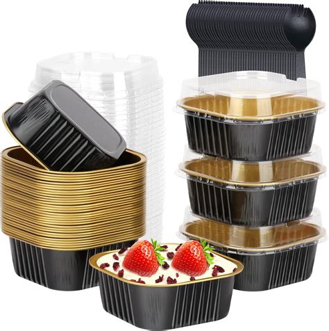 Amazon.com: LNYZQUS 10oz Mini Cake Pans With Lids 40 Pack, Aluminum ...