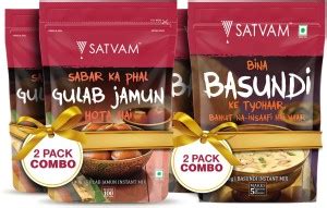 Satvam Gulab Jamun Instant Mix (2*500g) + Basundi Instant Mix (2*200g ...