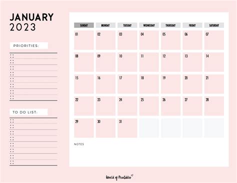 Free printable january 2023 calendars – Artofit