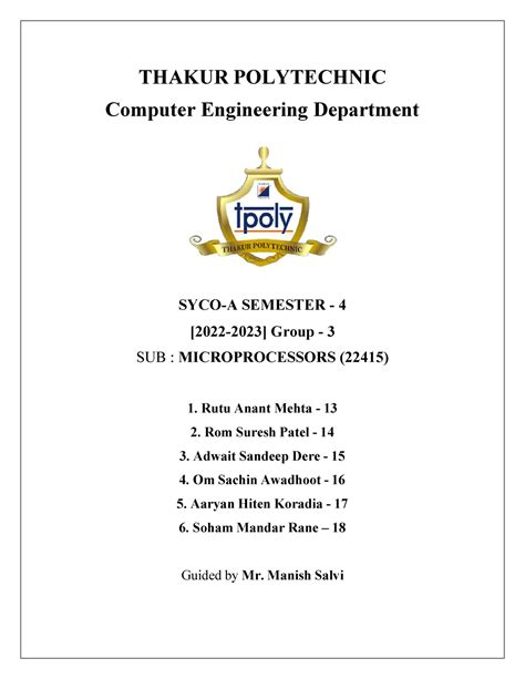 Report - MIC - THAKUR POLYTECHNIC Computer Engineering Department SYCO ...