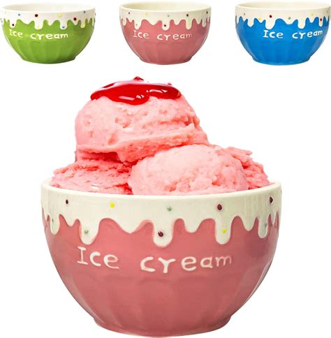 Amazon.com: Ice Cream Bowls Ceramic Bowl Set in Green Blue Pink - Cute ...