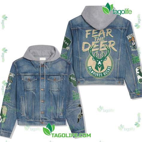 Milwaukee Bucks Fear The Deer Jean Jacket Hoodie - Tagolife