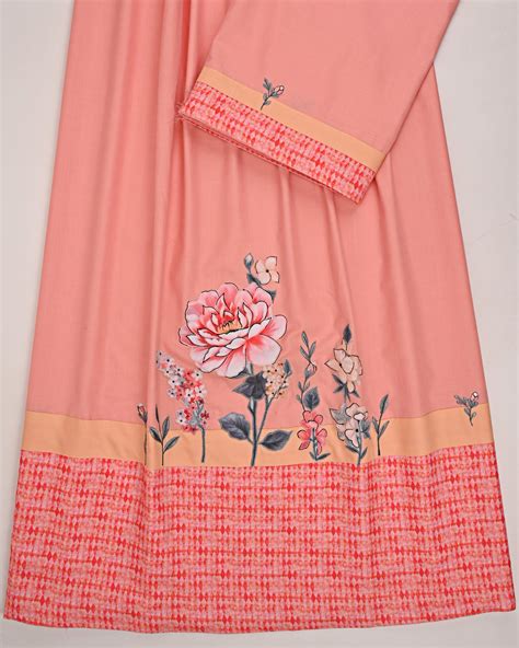 Tomato Red Rida With Smart Panel & Floral Applique Work – AL-Vard ...