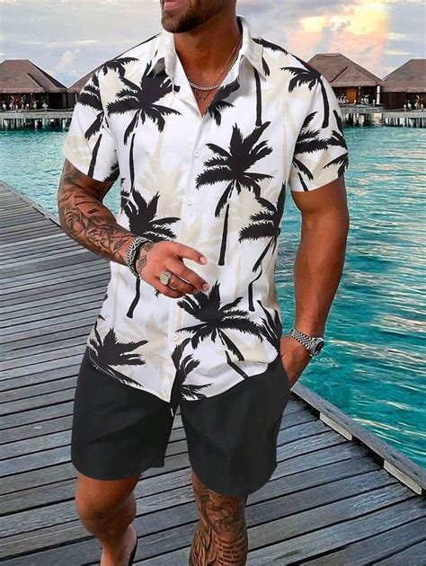 Manfinity RSRT Men Coconut Tree Print Shirt & Shorts, Vacation | SHEIN USA