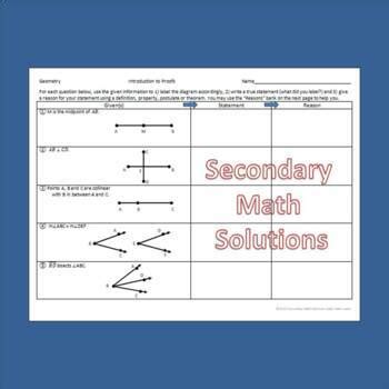 Introduction to Geometry Proofs by Secondary Math Solutions | TPT