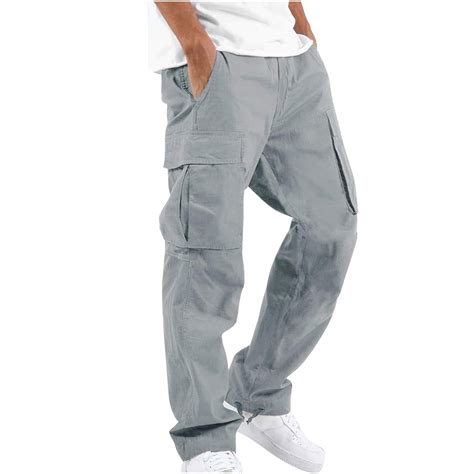 Symoid Men's XL Gray Cargo Pants - Casual Outdoor Straight Fit with ...