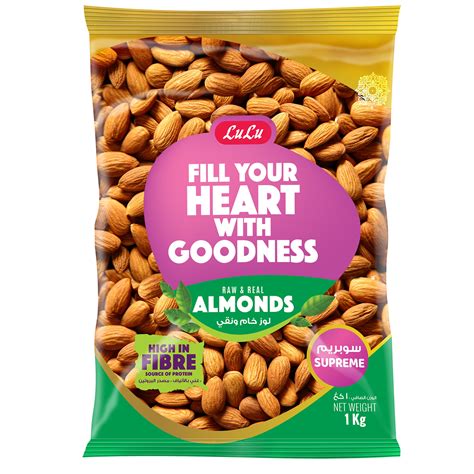 LuLu Supreme Almonds Raw & Real 1 kg Online at Best Price | Lulu Kuwait