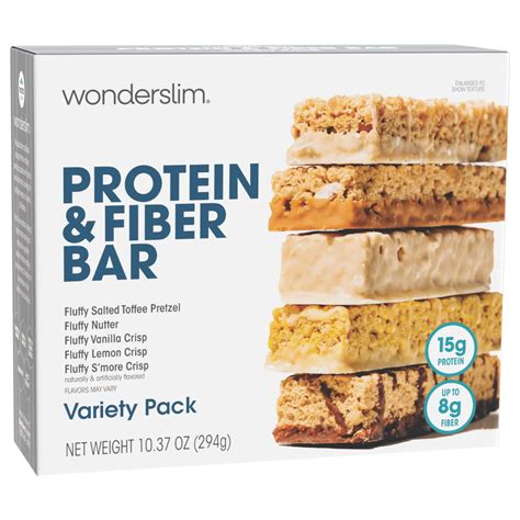 Wonderslim High Fiber Protein Bars, Variety GJM1 Pack | 15g Protein, 8g ...
