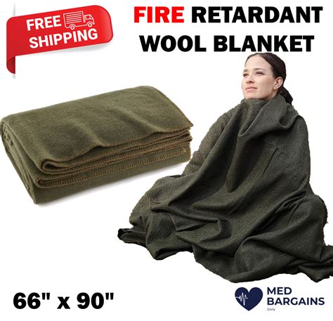 Ever Ready Warm Wool Fire Retardant Blanket 66" x 90" US Military Style ...