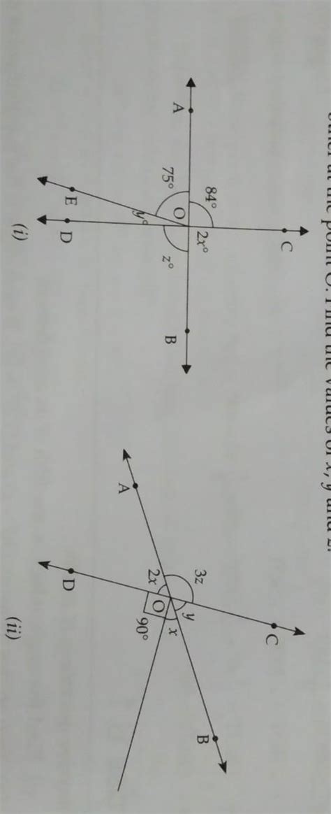 (i)(a) In the figure (i) given below, lines AB and CD intersect each ...