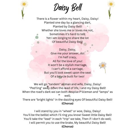 Daisy Bell (Bicycle Built for Two) Lyrics and Video