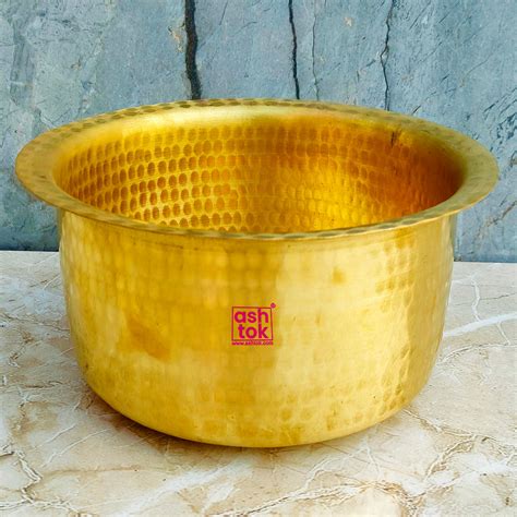 Brass mathar Tope, Hammered Brass Cookware Patila – Ashtok