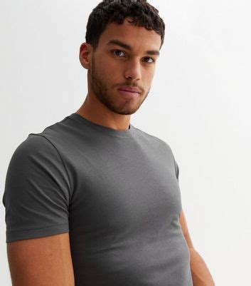 Dark Grey Crew Neck Muscle Fit T-Shirt | New Look