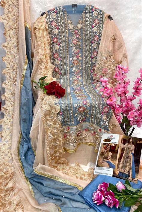 RAMSHA DESIGN NO - R 548 Nx ORGANZA GORGEOUS EMBROIDERED DESIGNER PARTY ...