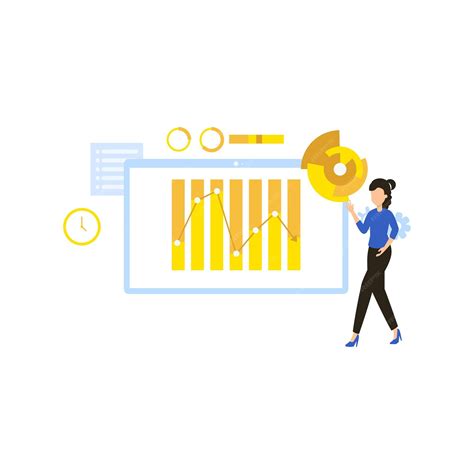 Premium Vector | Girl looking at graph analytics