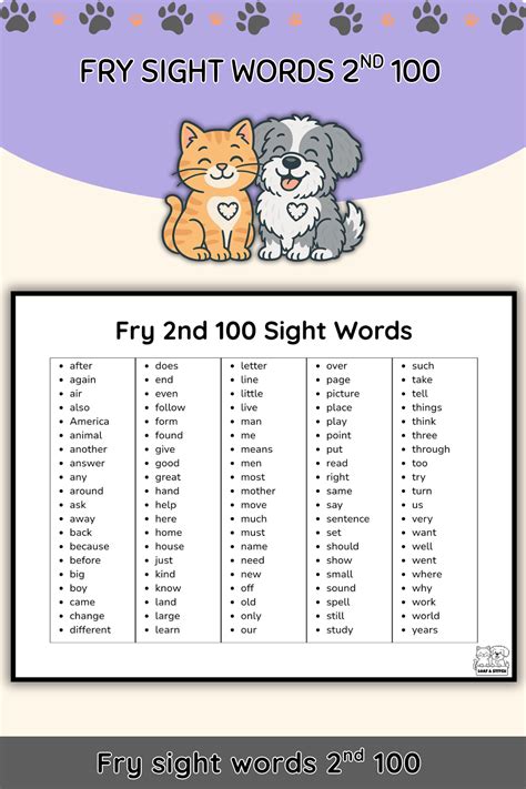 Complete Fry Sight Word List (All 1,000 High-Frequency Words) - Loaf ...