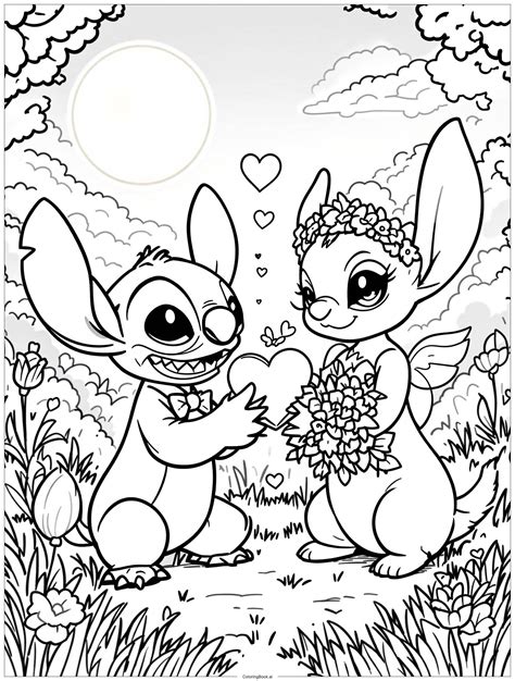 Pink And Blue Stitch Coloring Page