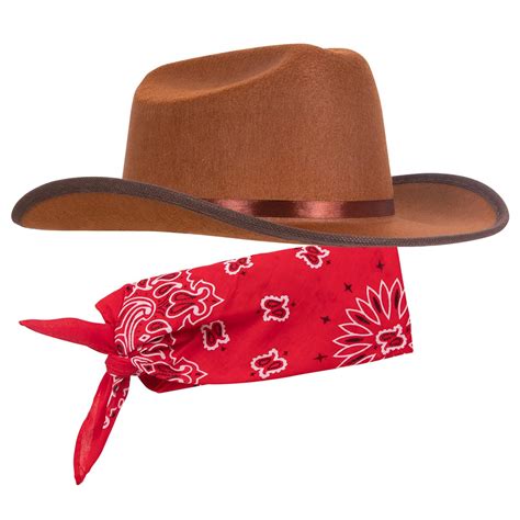 Buy Narwhal NoveltiesJunior Brown Cowboy Hat with Red Bandana Set ...