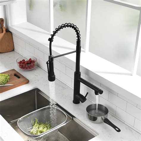 Buy Fapully Black Kitchen Faucet with Pull Down Sprayer, Commercial ...