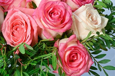 Premium Photo | Beautiful bouquet of pink and white roses