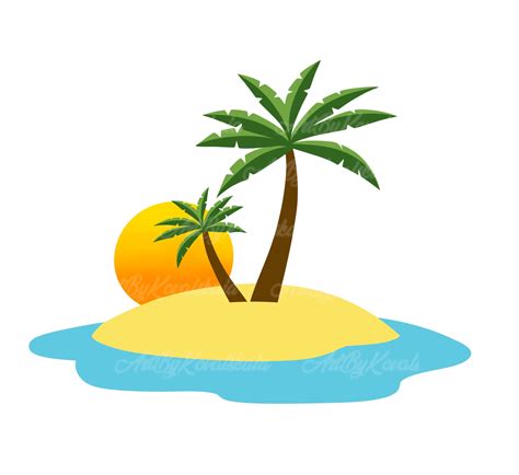 Palm Tree Island Sunset Clipart (PNG Digital Download) - Etsy | Clip ...