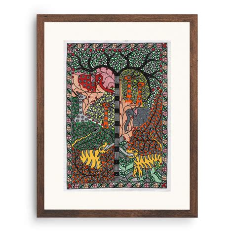 Traditional Tree with Animals Madhubani Art: Buy Madhubani Paintings ...