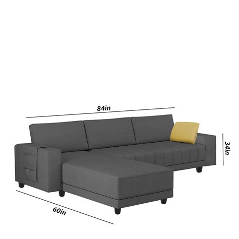 CASALIVING Linus LHS 4 Seater L Shape Sofa Set for Living Room (Black