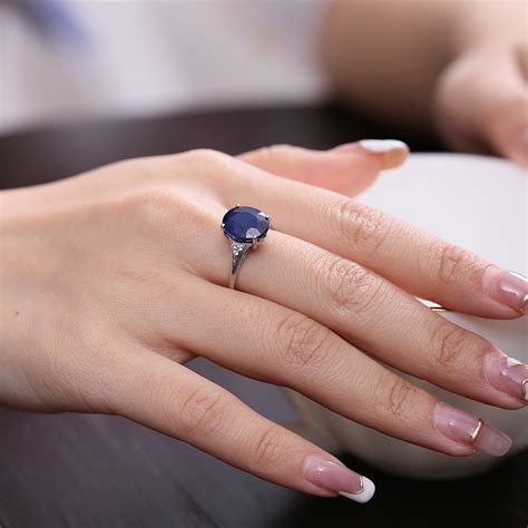 GSK蓝宝石钻石戒指女夏彩色宝石钻戒10K金女戒时尚个性宝石戒指