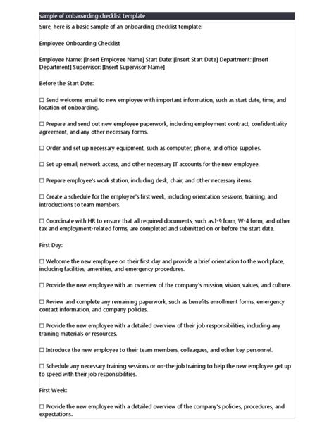 Onboarding Checklist Template | PDF