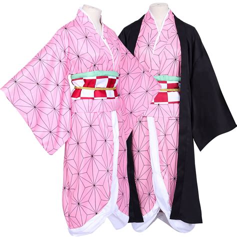 Buy Nezuko Kimono Cosplay Costume Set Girls, Demon Slayer Kamado Nezuko ...