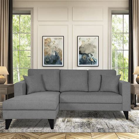 Adorn India Martin L Shape 4 Seater Sofa Set Plain (Left Hand Side) (G