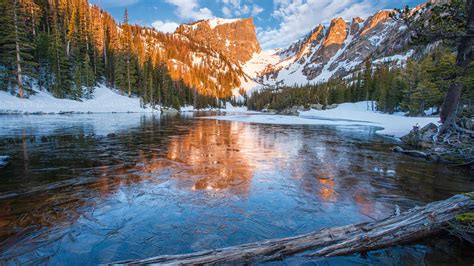 First ice on Dream Lake in Rocky Mountain National Park, Estes Park ...