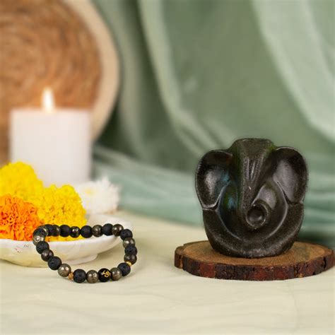 Pyrite Ganesh Ji Murti with Wealth OM Pyrite Bracelet – AstrosevaTalk.Store